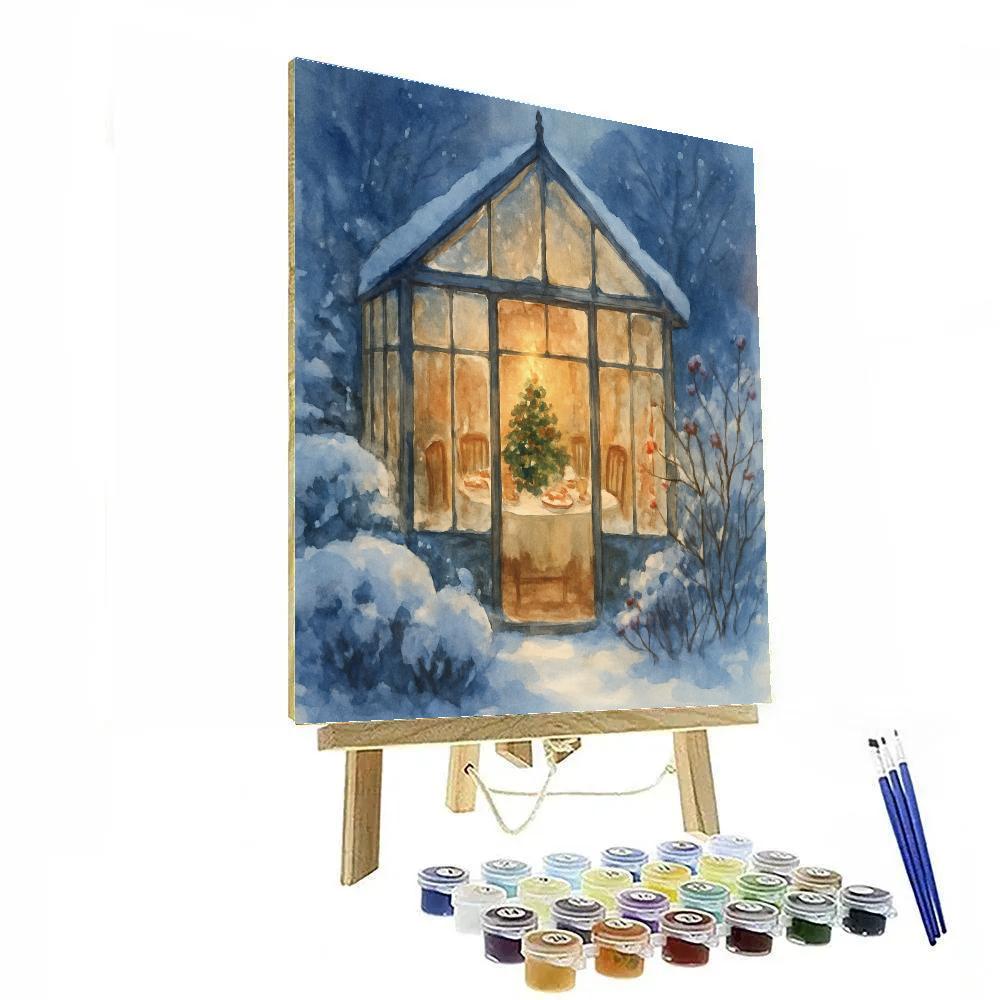 Holiday Tea Party In The Winter Greenhouse DIY paint by numbers