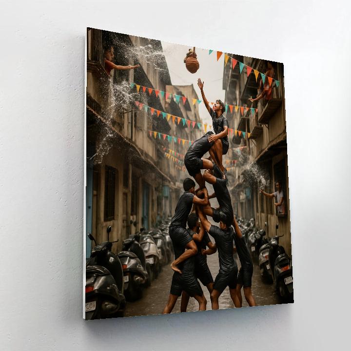 Krishna Janmashtami Dahi Handi Pyramid In Mumbai Numbered painting kits