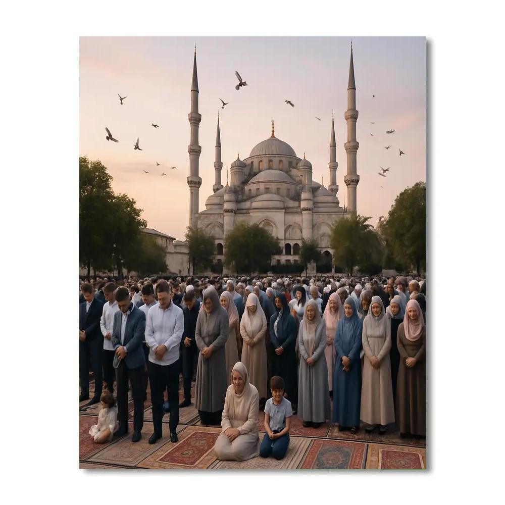 Eid Al Fitr Morning Prayer In Istanbul Square paint by number