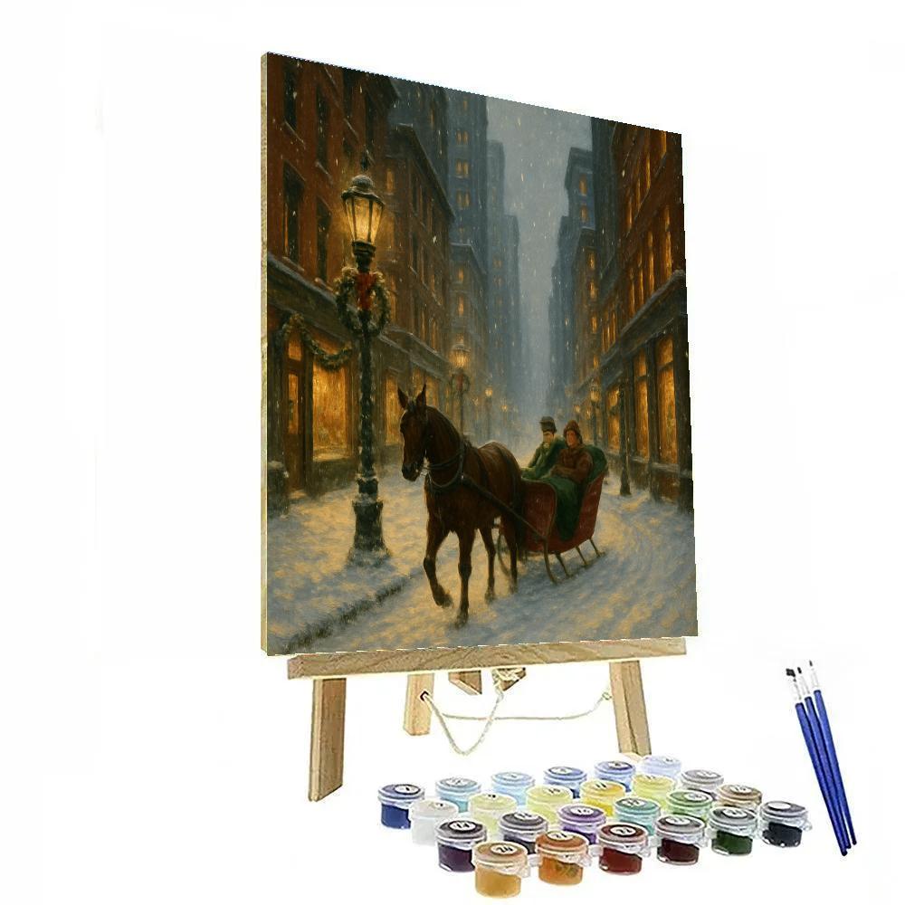 Holiday Sleigh Ride Through City Streets Numbered painting kits