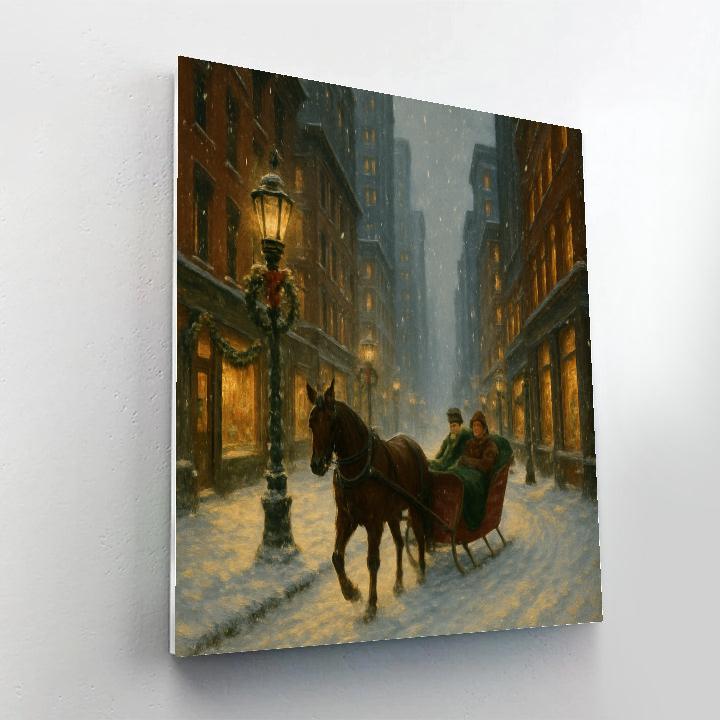 Holiday Sleigh Ride Through City Streets Numbered painting kits