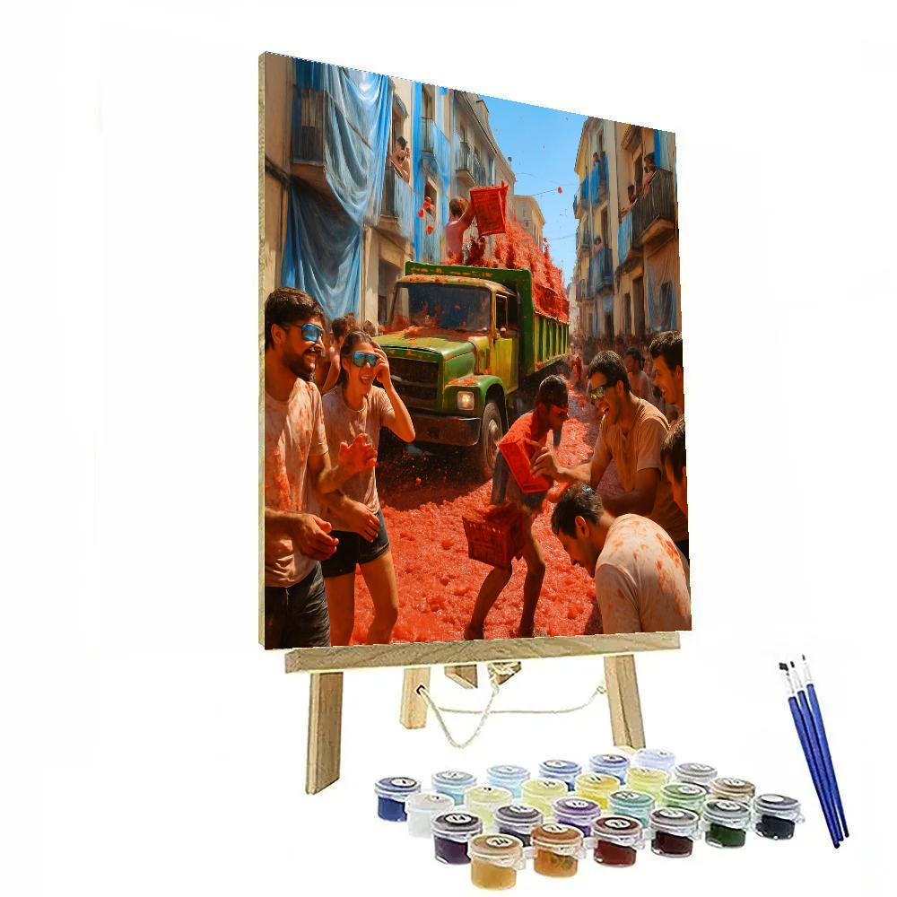 La Tomatina Tomato Fight In Bunol Numbered painting kits