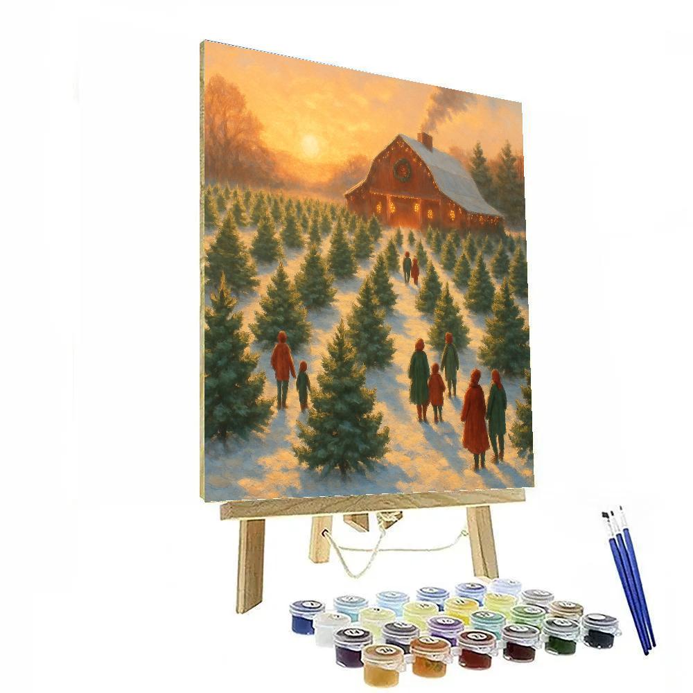 Christmas Tree Farm At Golden Hour Paint by numbers art