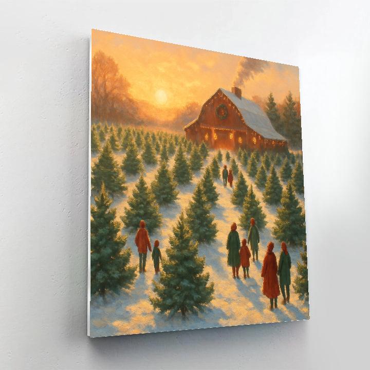 Christmas Tree Farm At Golden Hour Paint by numbers art