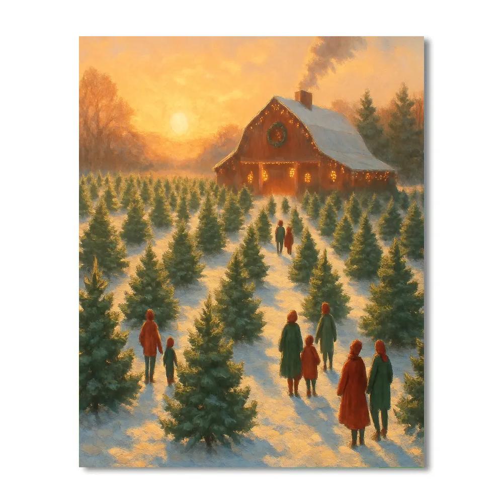 Christmas Tree Farm At Golden Hour Paint by numbers art