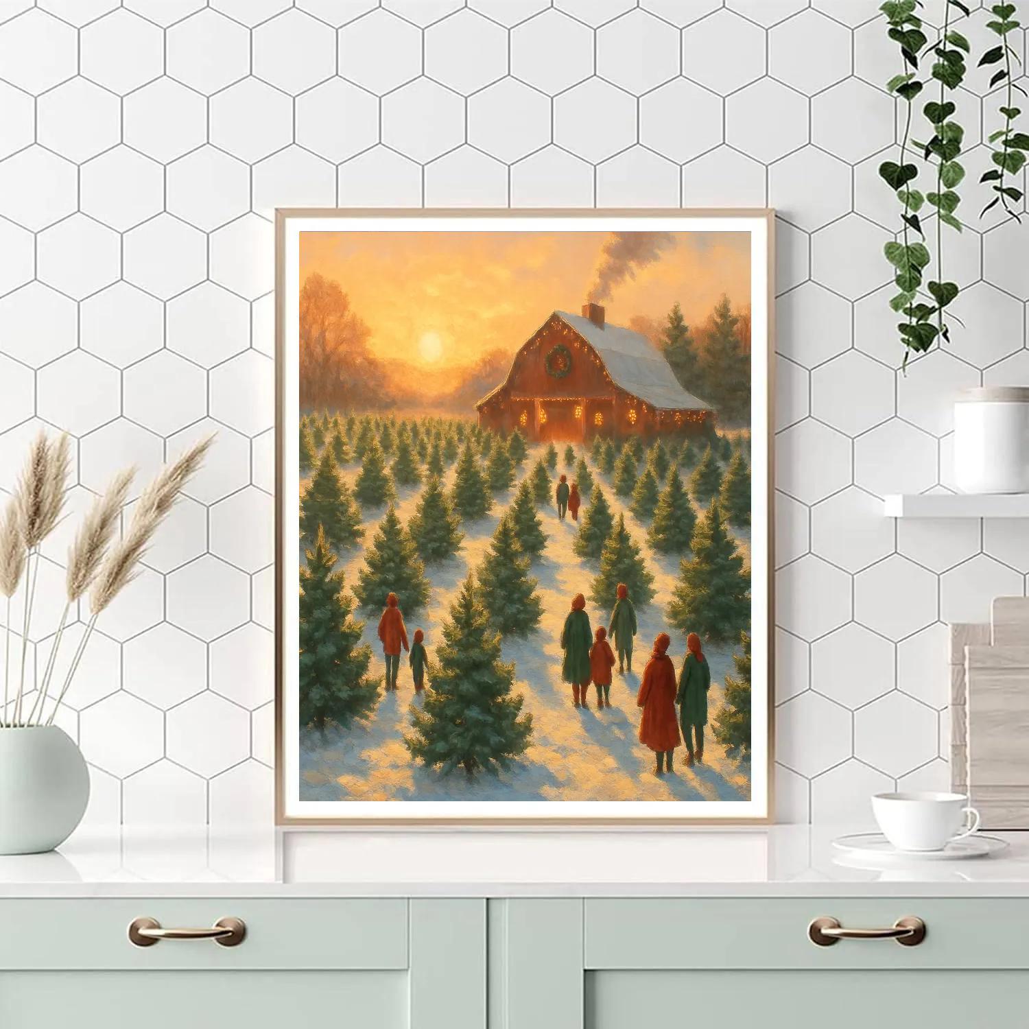 Christmas Tree Farm At Golden Hour Paint by numbers art