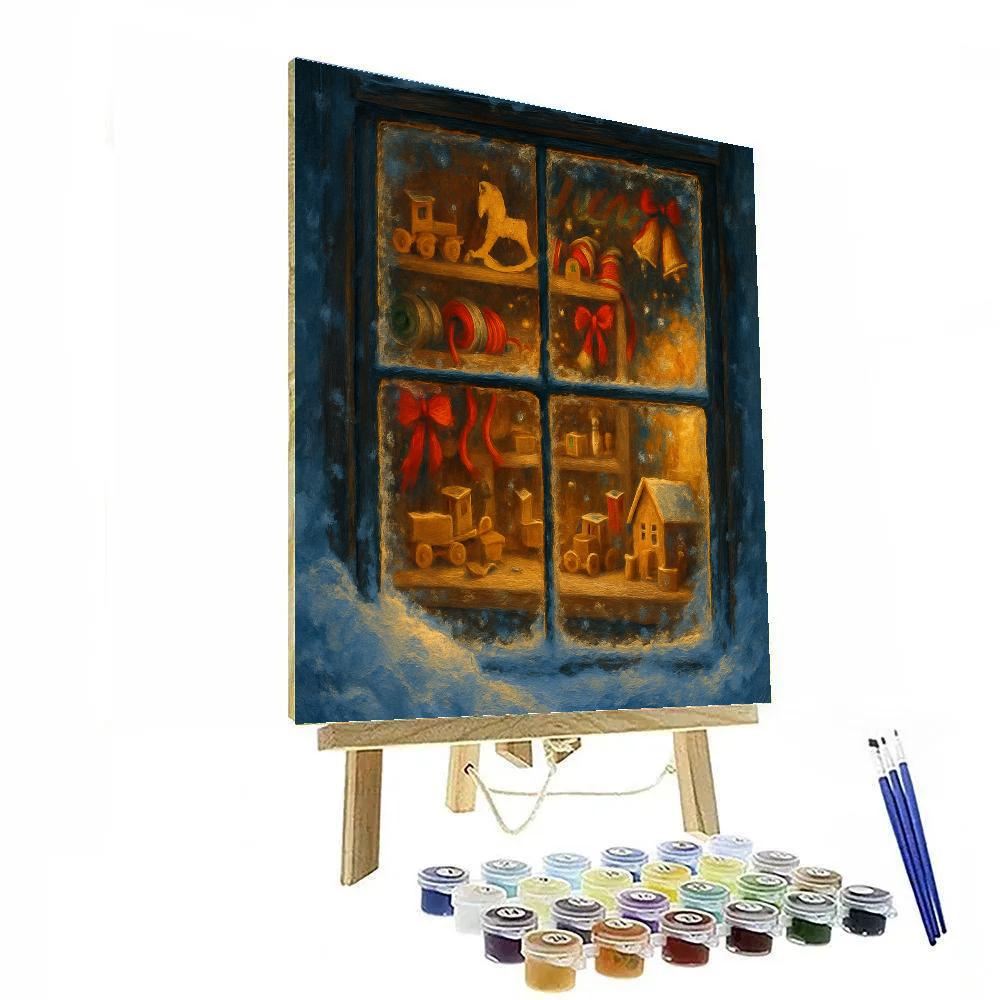 North Pole Workshop Window View Paint by numbers art