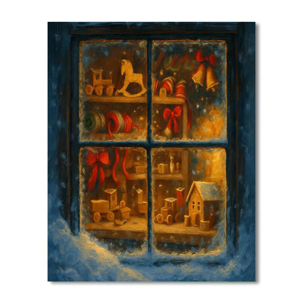 North Pole Workshop Window View Paint by numbers art