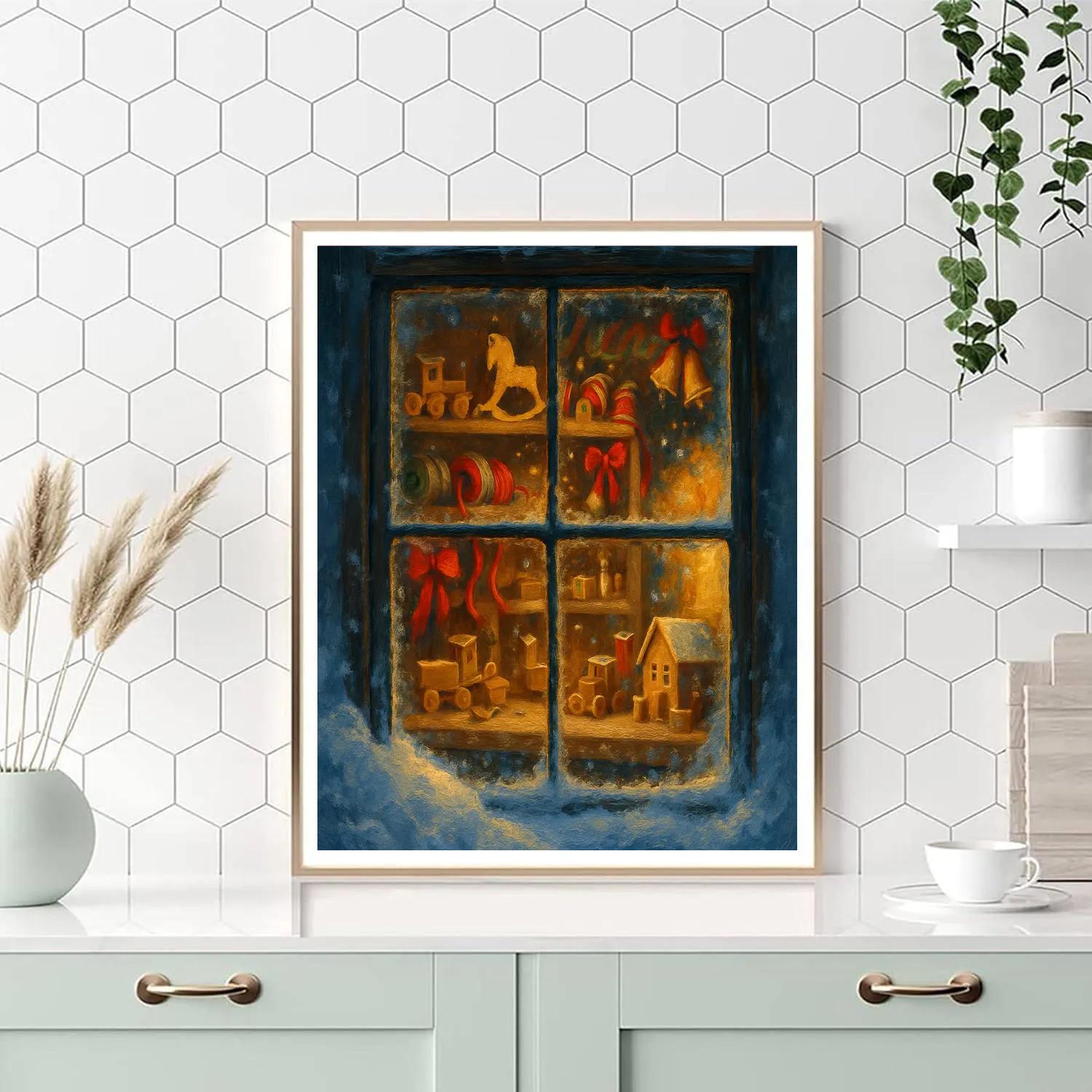 North Pole Workshop Window View Paint by numbers art