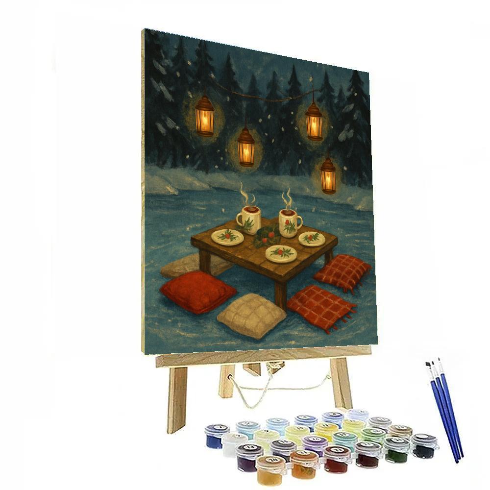 Christmas Picnic On Frozen Pond paint by numbers