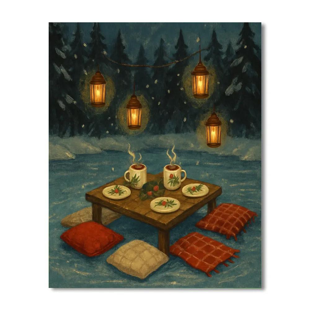 Christmas Picnic On Frozen Pond paint by numbers