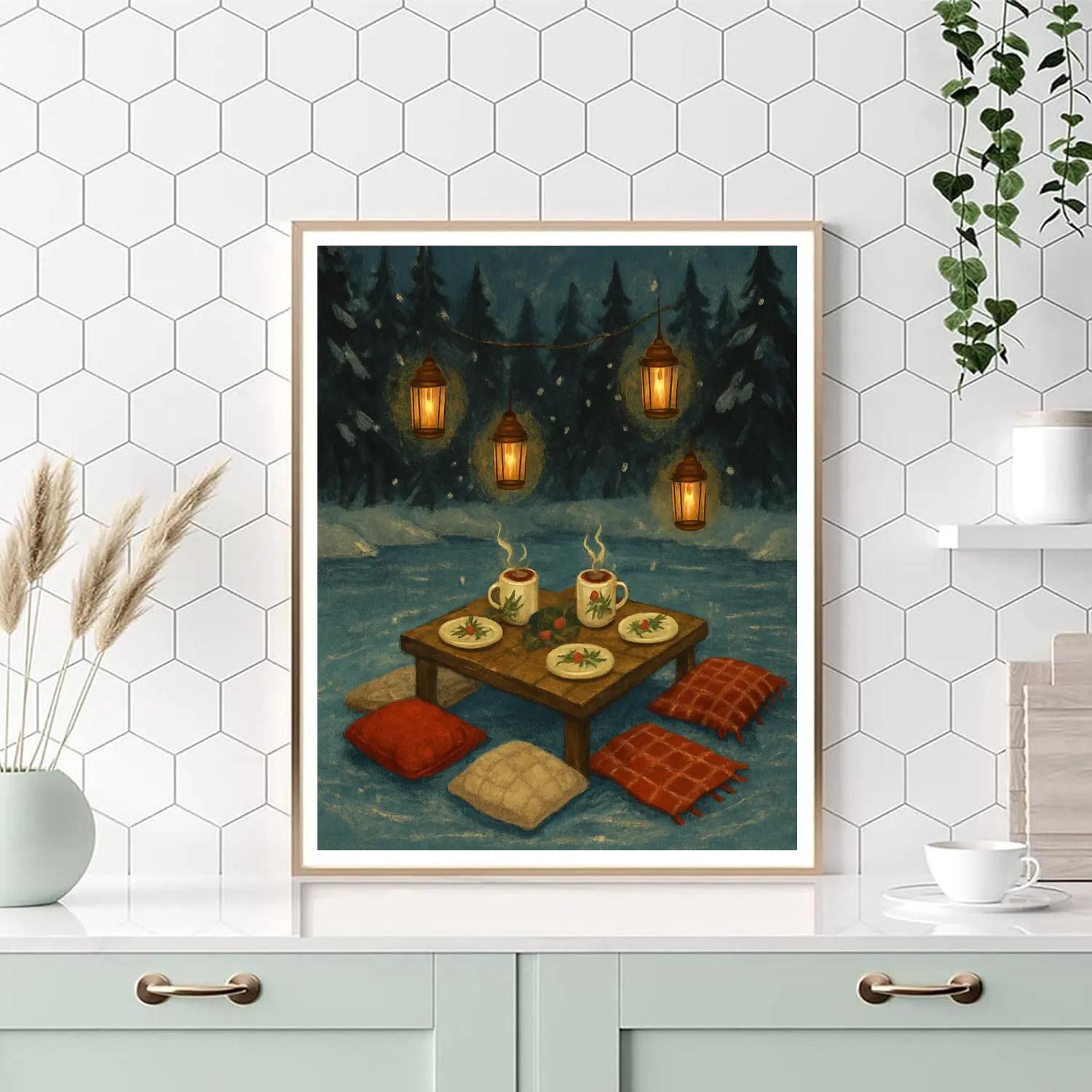 Christmas Picnic On Frozen Pond paint by numbers