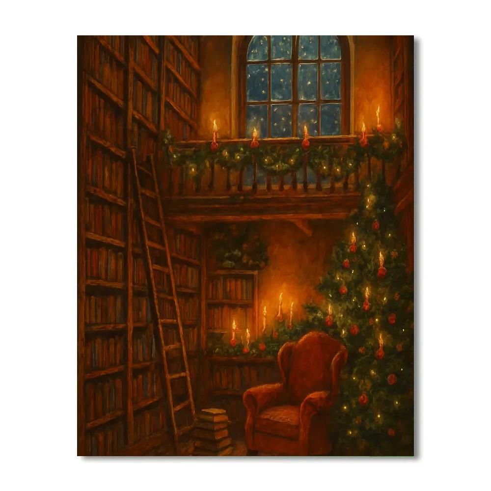 Enchanted Christmas Library Loft Numbered painting kits
