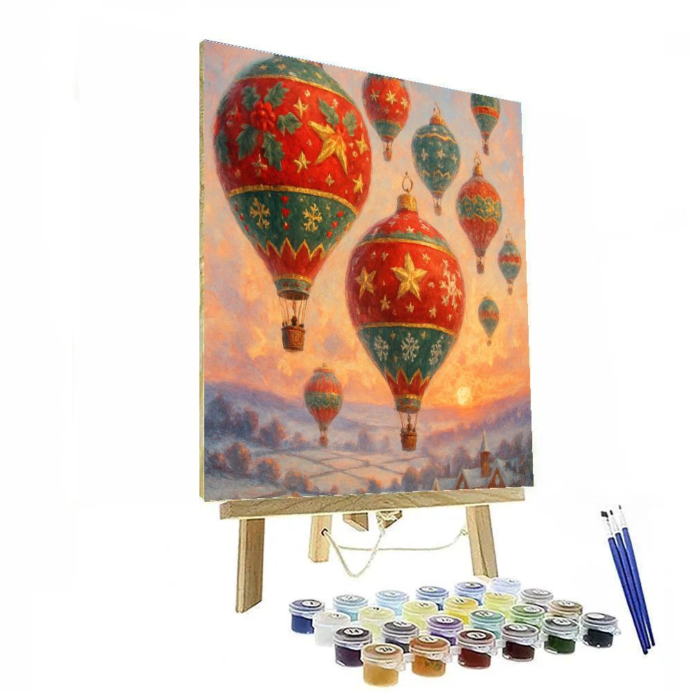 Christmas Hot Air Balloons At Dawn paint by color