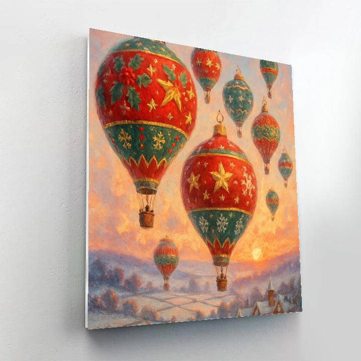 Christmas Hot Air Balloons At Dawn paint by color