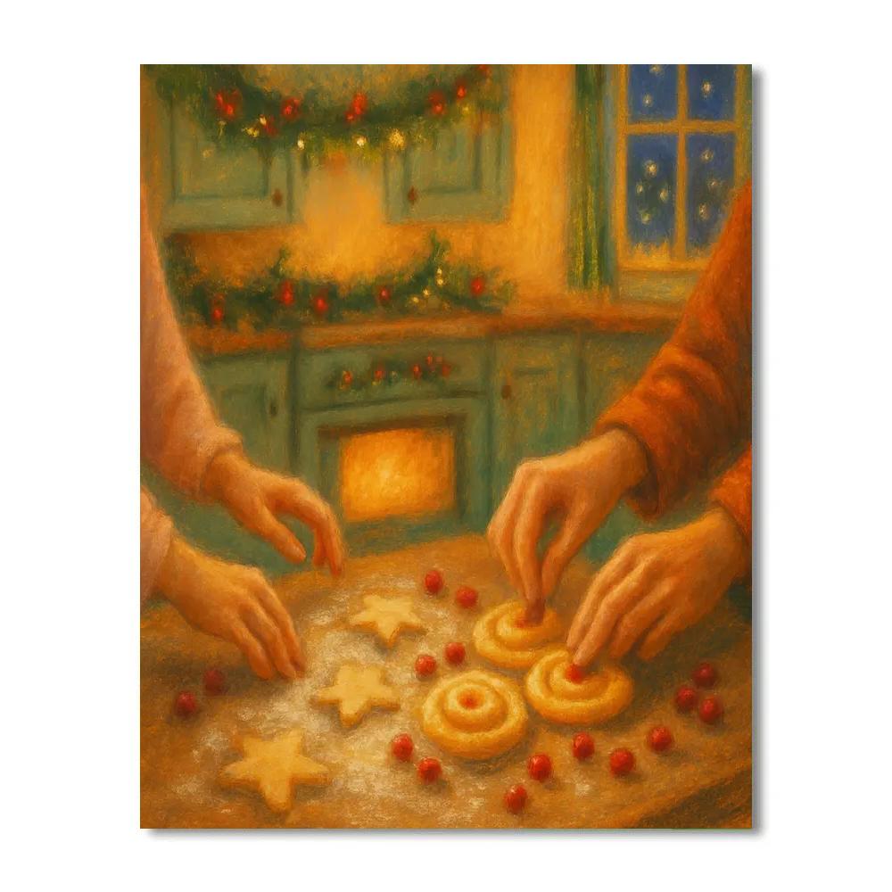 Holiday Baking Night In Cozy Kitchen Paint by numbers kits
