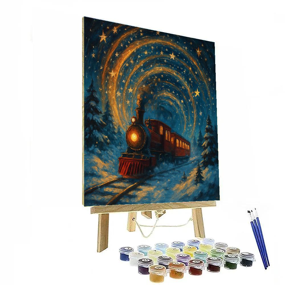 Christmas Train Through Star Tunnel DIY paint by numbers