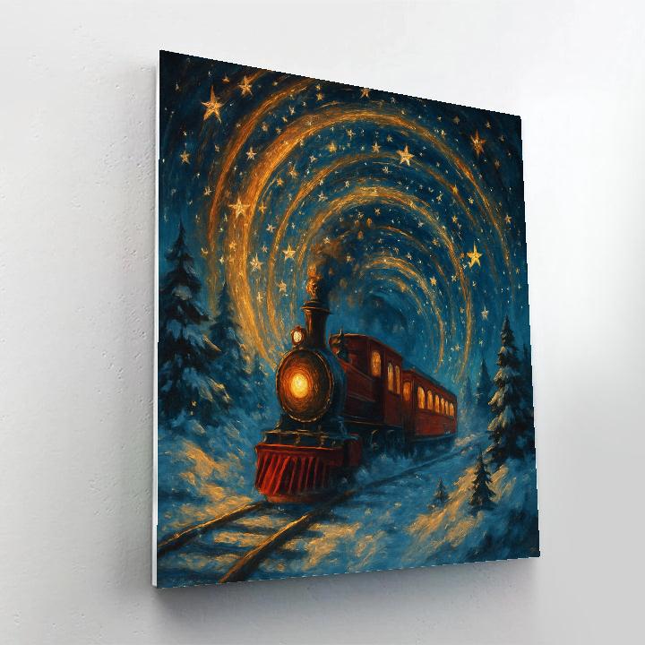 Christmas Train Through Star Tunnel DIY paint by numbers