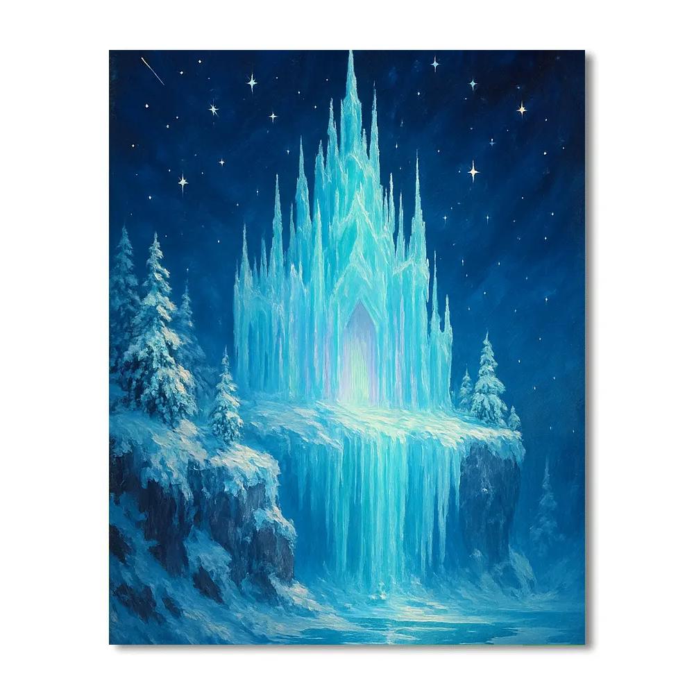 Icicle Palace On Frozen Cliff Paint by numbers kits