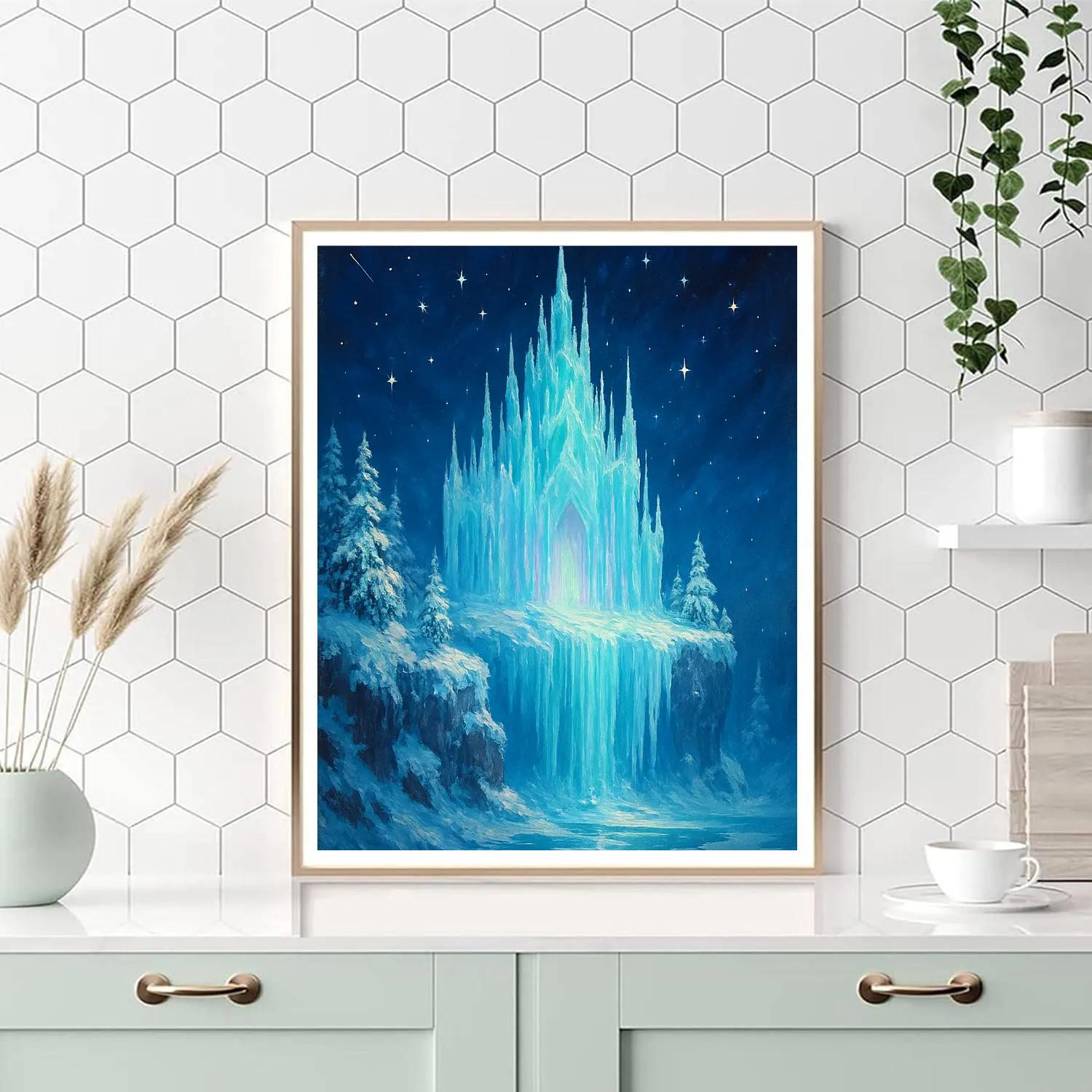 Icicle Palace On Frozen Cliff Paint by numbers kits