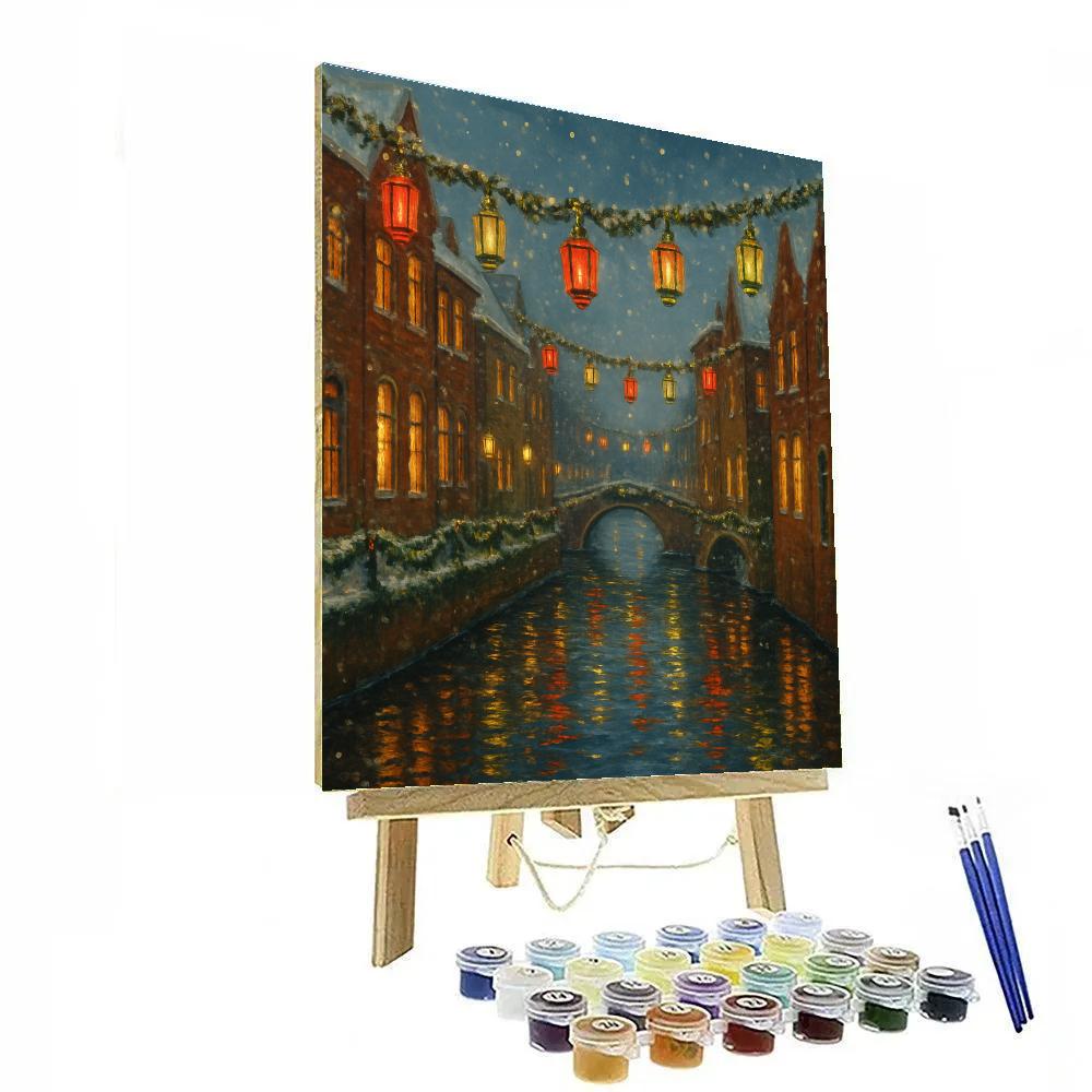 Christmas Lanterns Over Canal Bridges Number painting