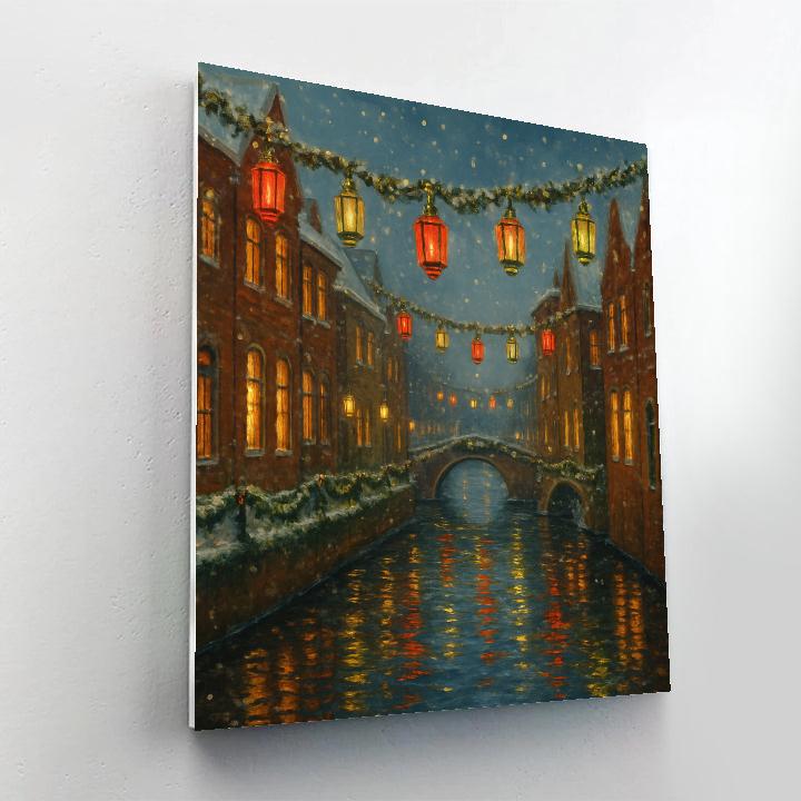 Christmas Lanterns Over Canal Bridges Number painting