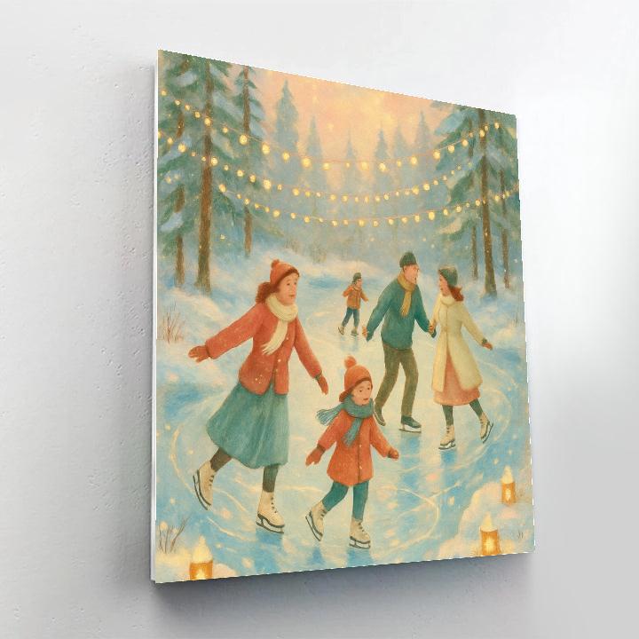Holiday Ice Skaters Under Fairy Lights DIY paint by numbers