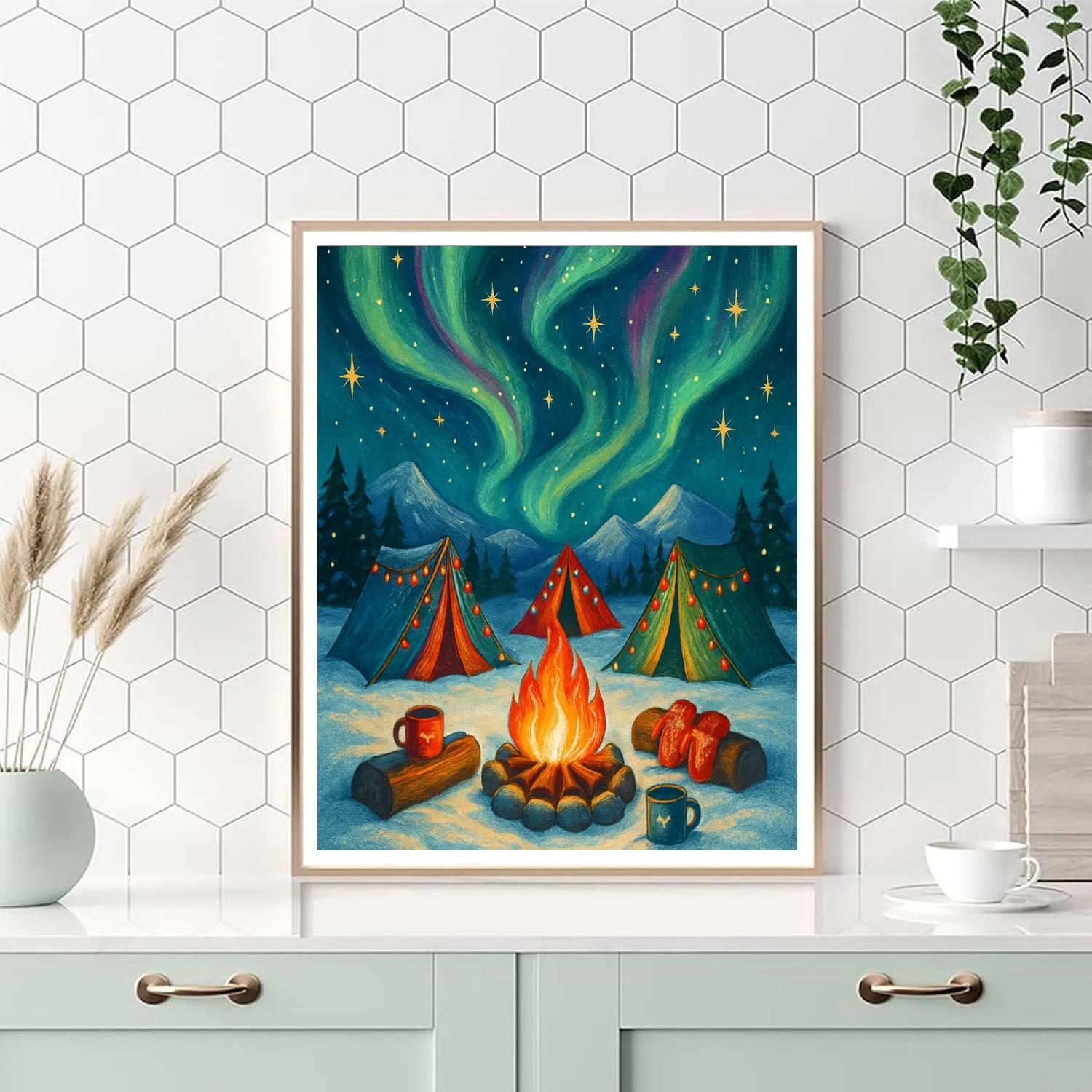 Arctic Aurora Christmas Camp Paint by numbers kits