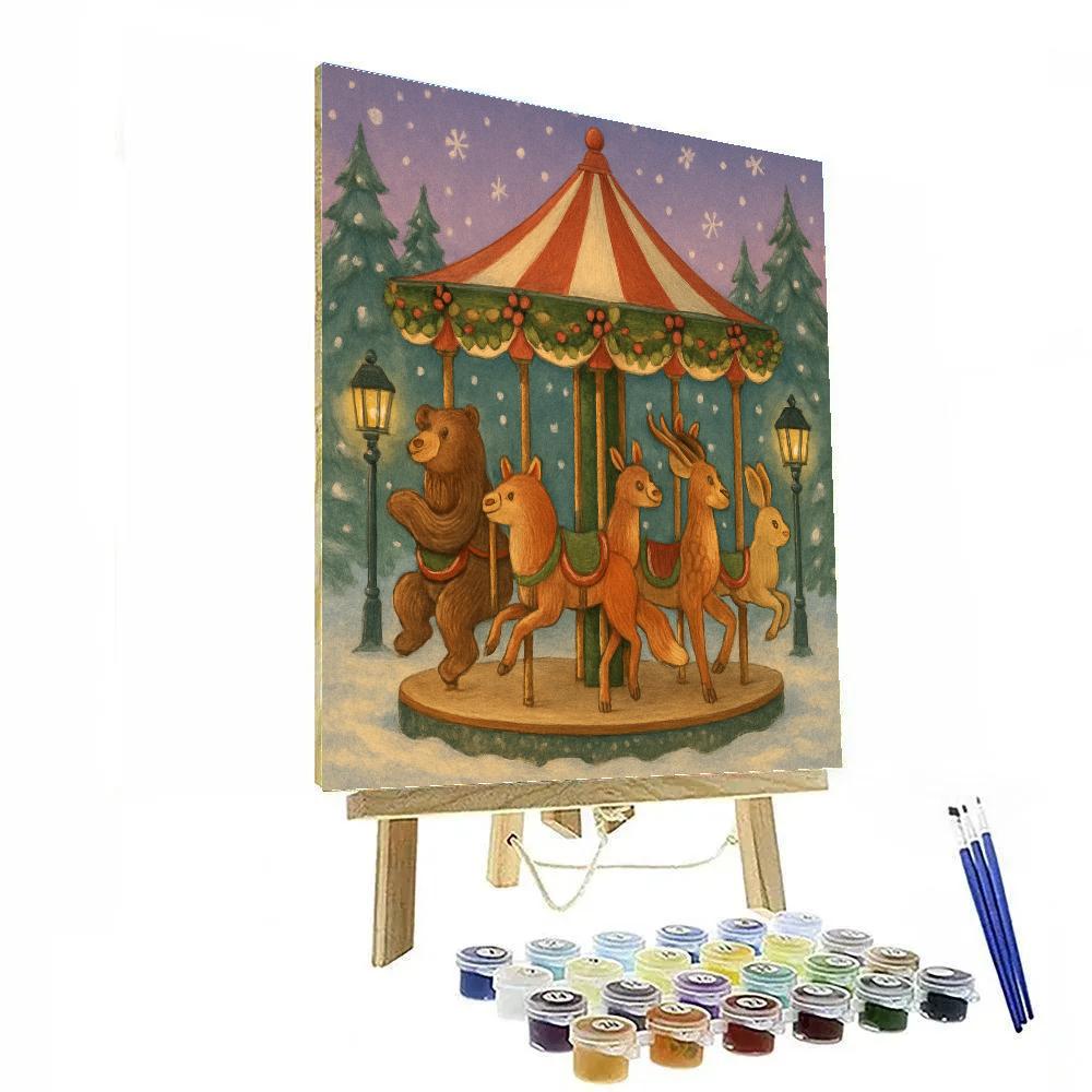 Christmas Carousel Of Forest Animals Painting by numbers kit