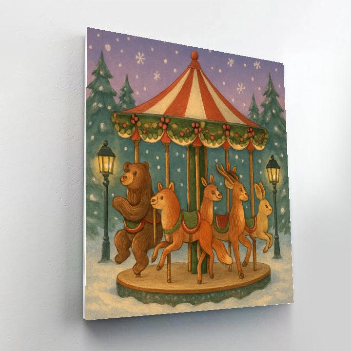 Christmas Carousel Of Forest Animals Painting by numbers kit