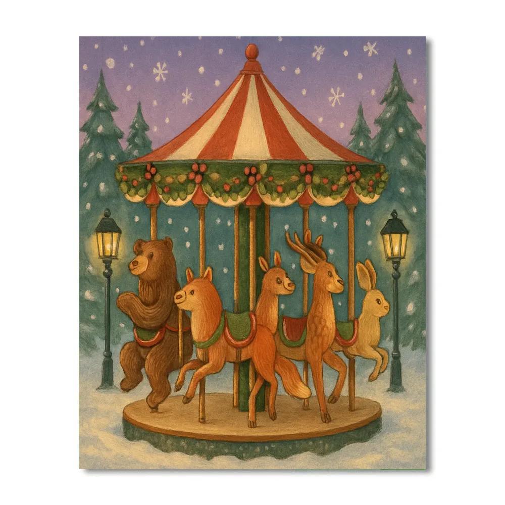 Christmas Carousel Of Forest Animals Painting by numbers kit