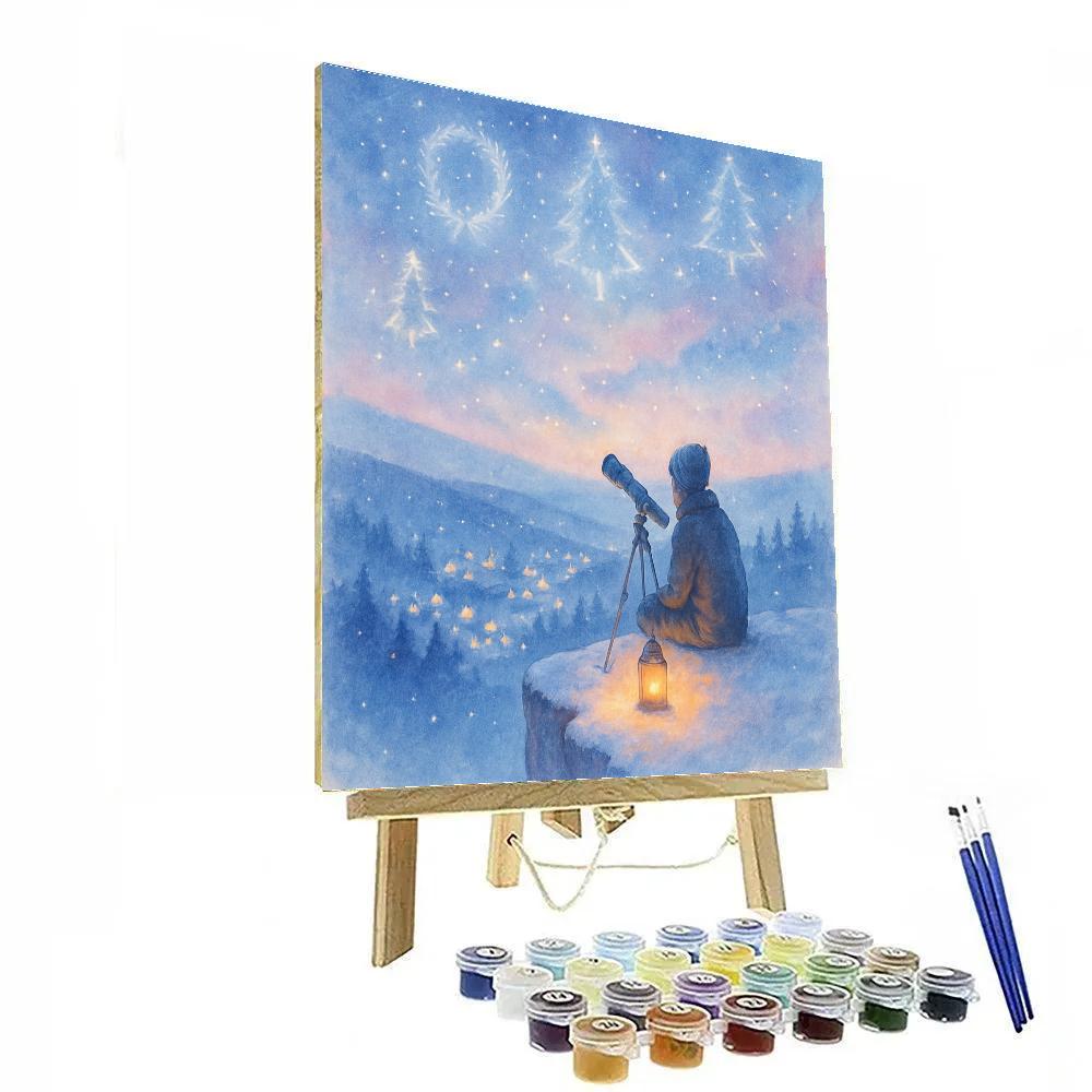 Christmas Stargazer On Snowy Cliff painting number kit