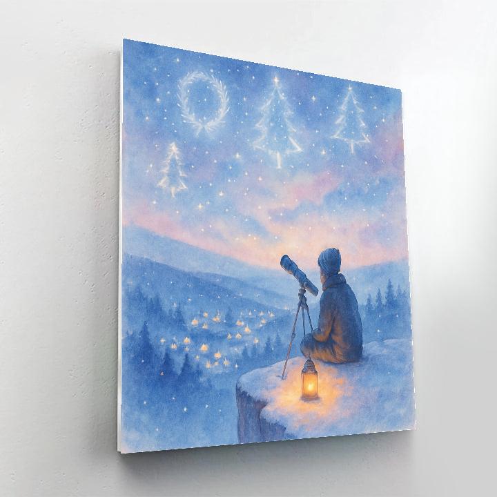 Christmas Stargazer On Snowy Cliff painting number kit