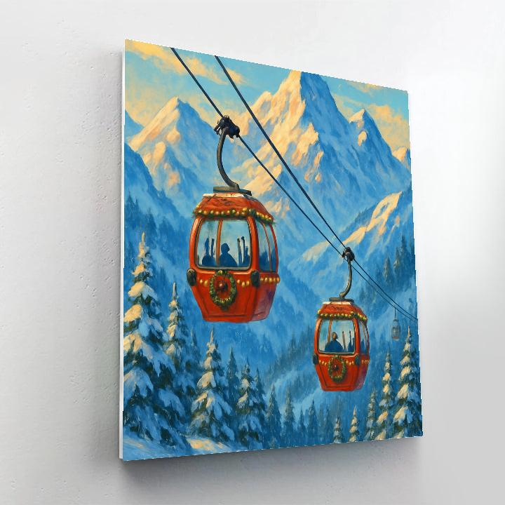 Holiday Gondola Ride In Snowy Mountains painting number kit