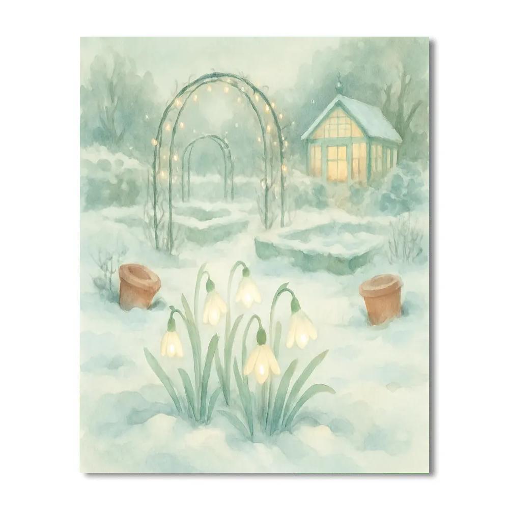 Christmas Garden Of Glowing Snowdrops Number painting