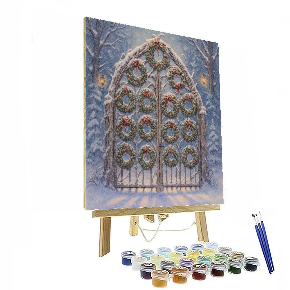 Christmas Forest Gate Of Wreaths Painting by numbers kit
