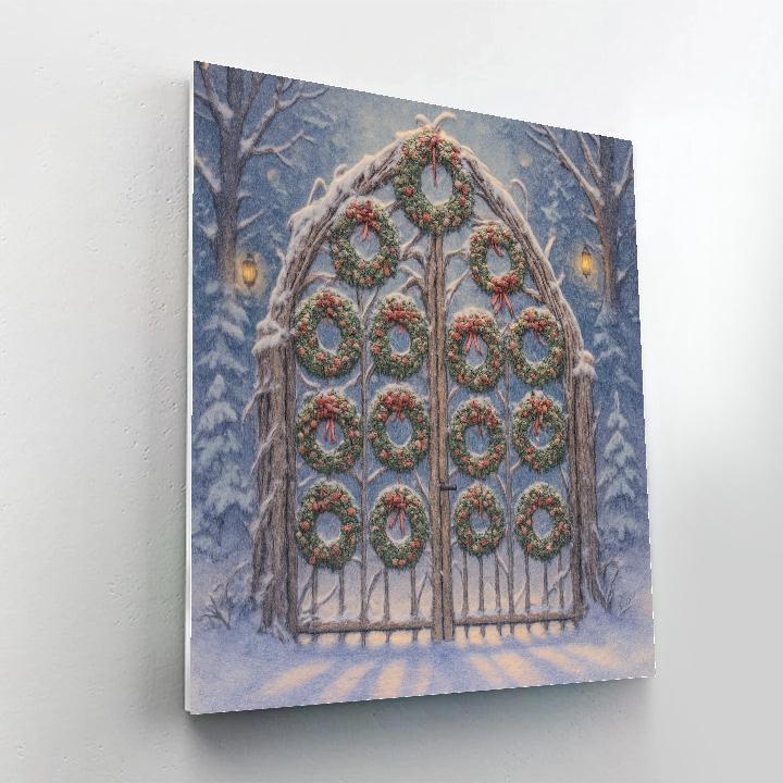 Christmas Forest Gate Of Wreaths Painting by numbers kit