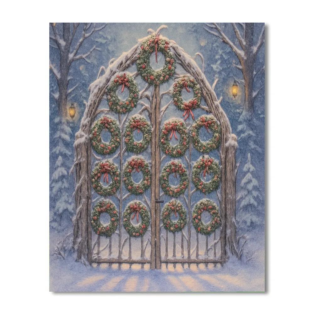 Christmas Forest Gate Of Wreaths Painting by numbers kit