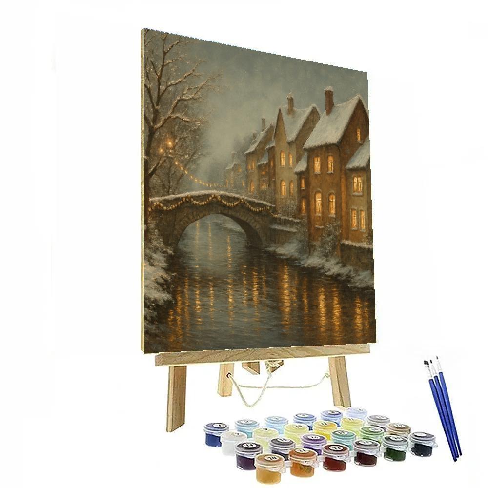 Christmas River Reflections In Old Town paint by numbers