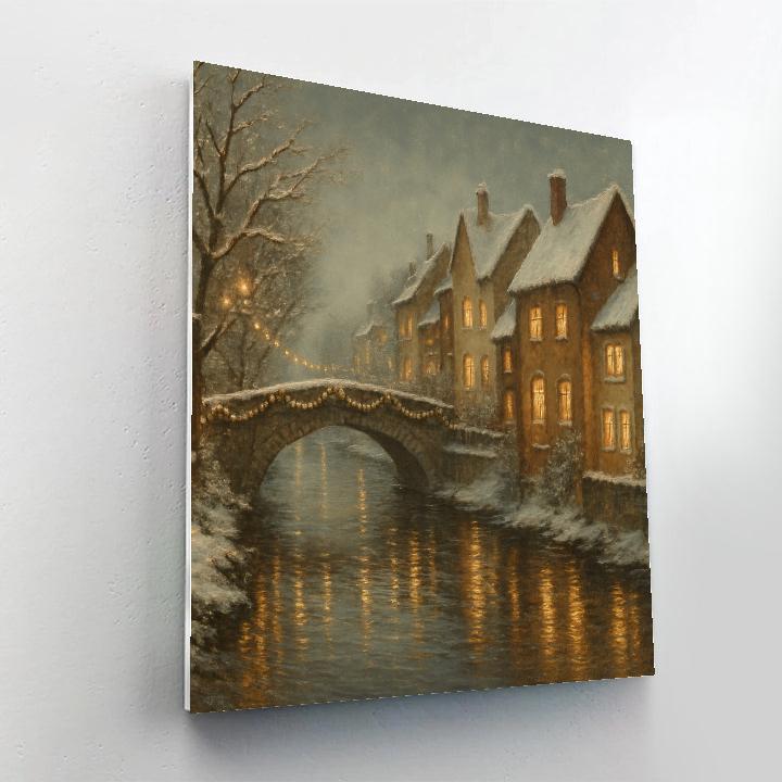 Christmas River Reflections In Old Town paint by numbers