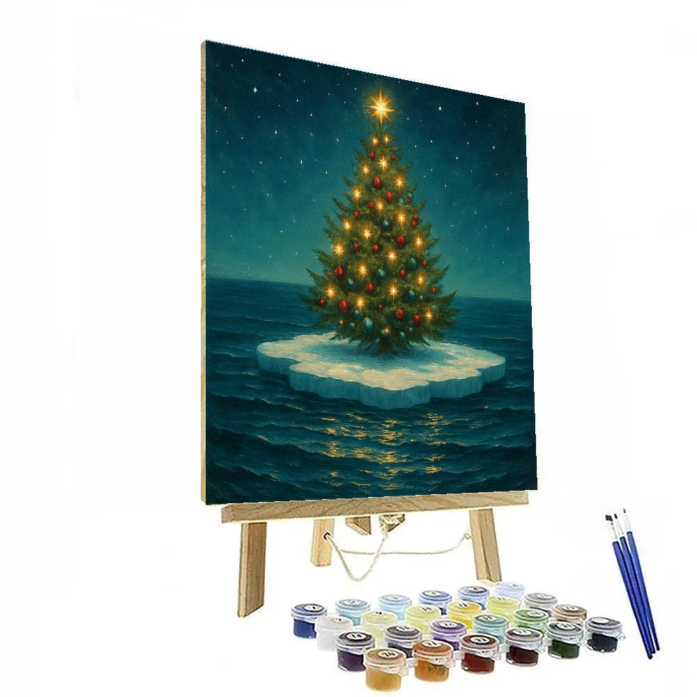 Christmas Tree On Floating Ice Island Number painting