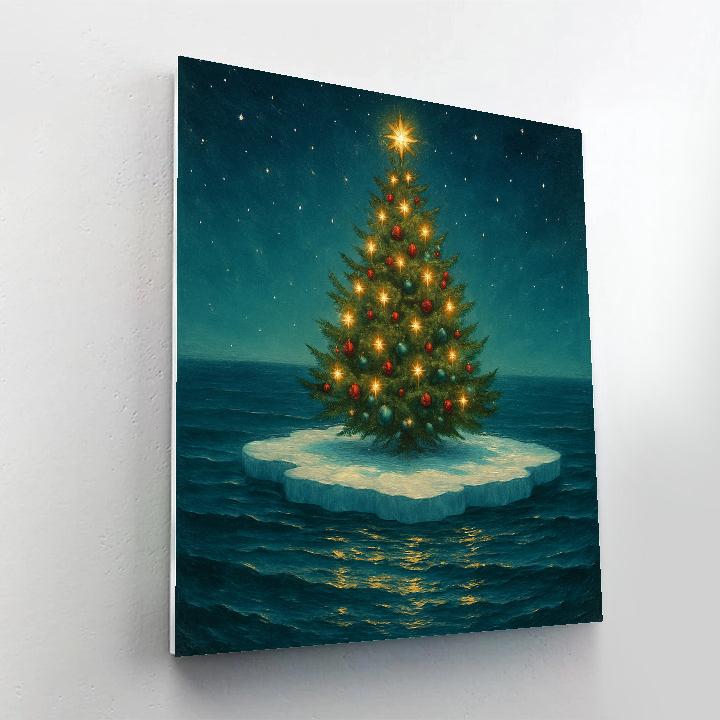 Christmas Tree On Floating Ice Island Number painting