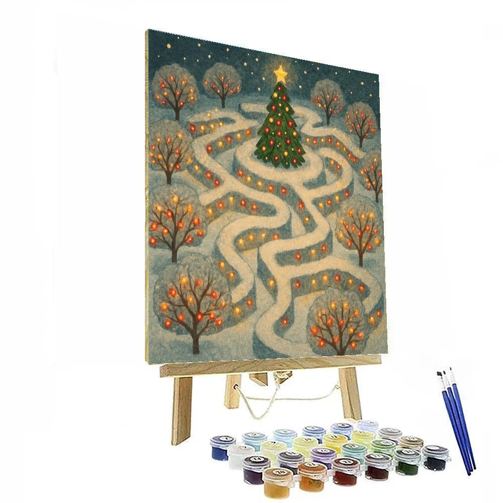 Christmas Lights In The Winter Orchard Maze paint by numbers
