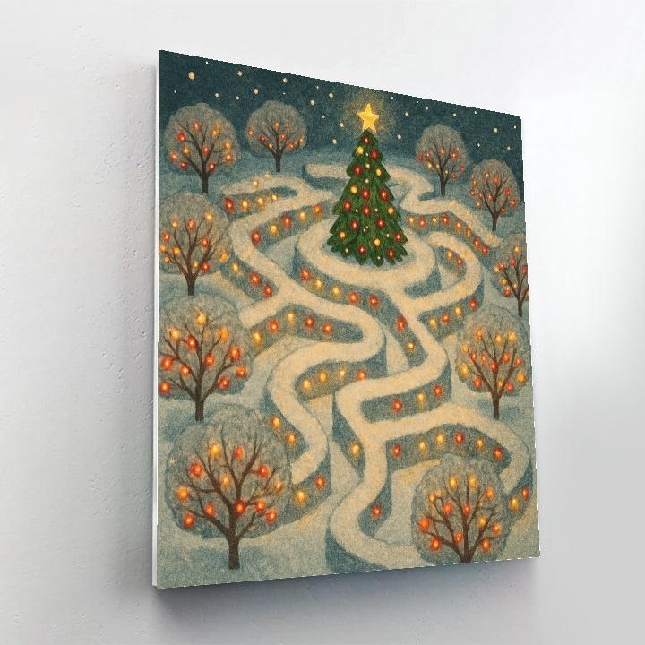 Christmas Lights In The Winter Orchard Maze paint by numbers