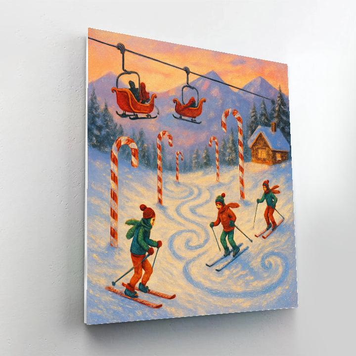 Candy Cane Ski Slope At Sunset Paint by numbers art