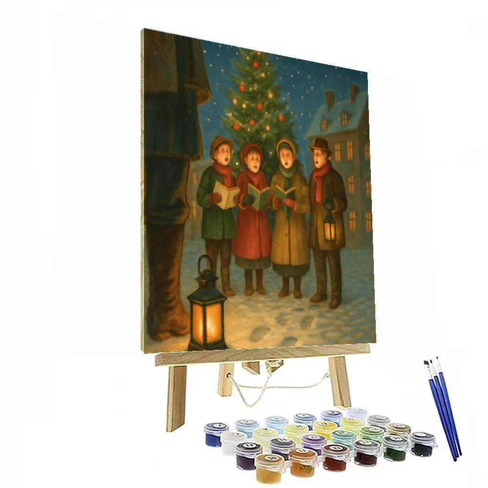 Midnight Carolers In Lantern Square painting number kit