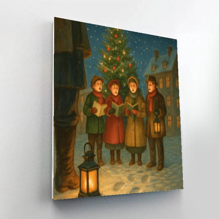 Midnight Carolers In Lantern Square painting number kit