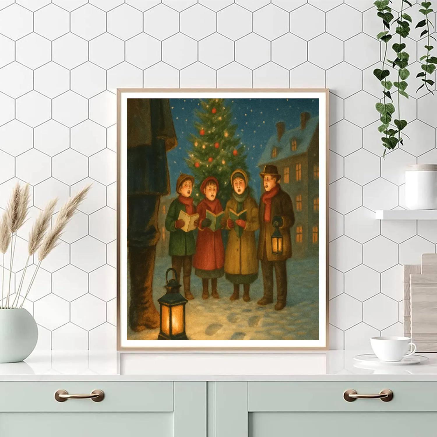 Midnight Carolers In Lantern Square painting number kit
