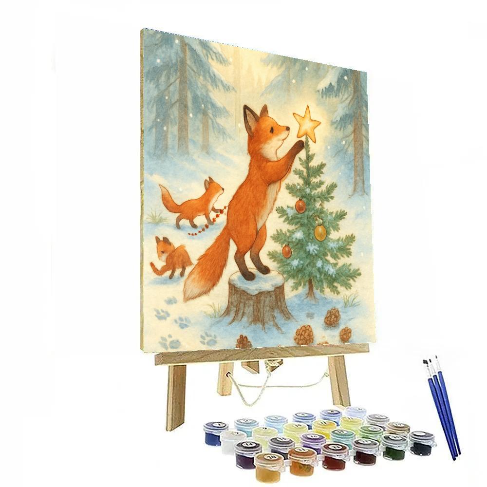 Winter Foxes Decorating The Forest paint by numbers