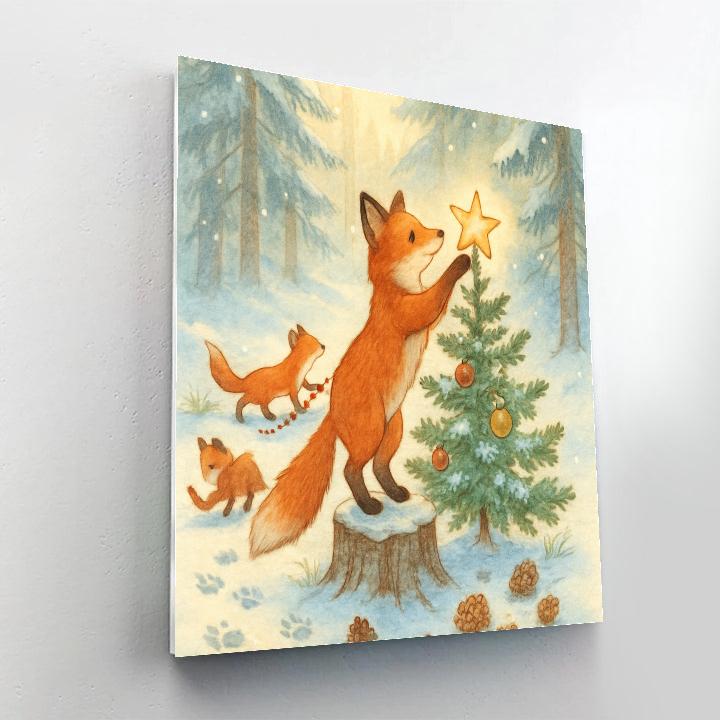 Winter Foxes Decorating The Forest paint by numbers